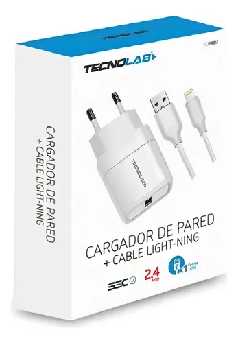 CARGADOR DE PARED+CABLE LIGHTNING TECNOLAB