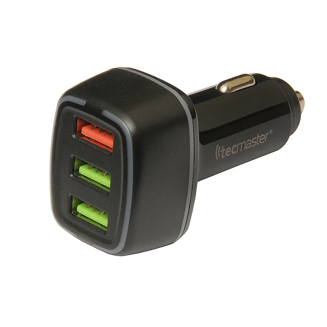CARGADOR PARA  AUTO 3 ENTRADAS USB A CARGA RAPIDA