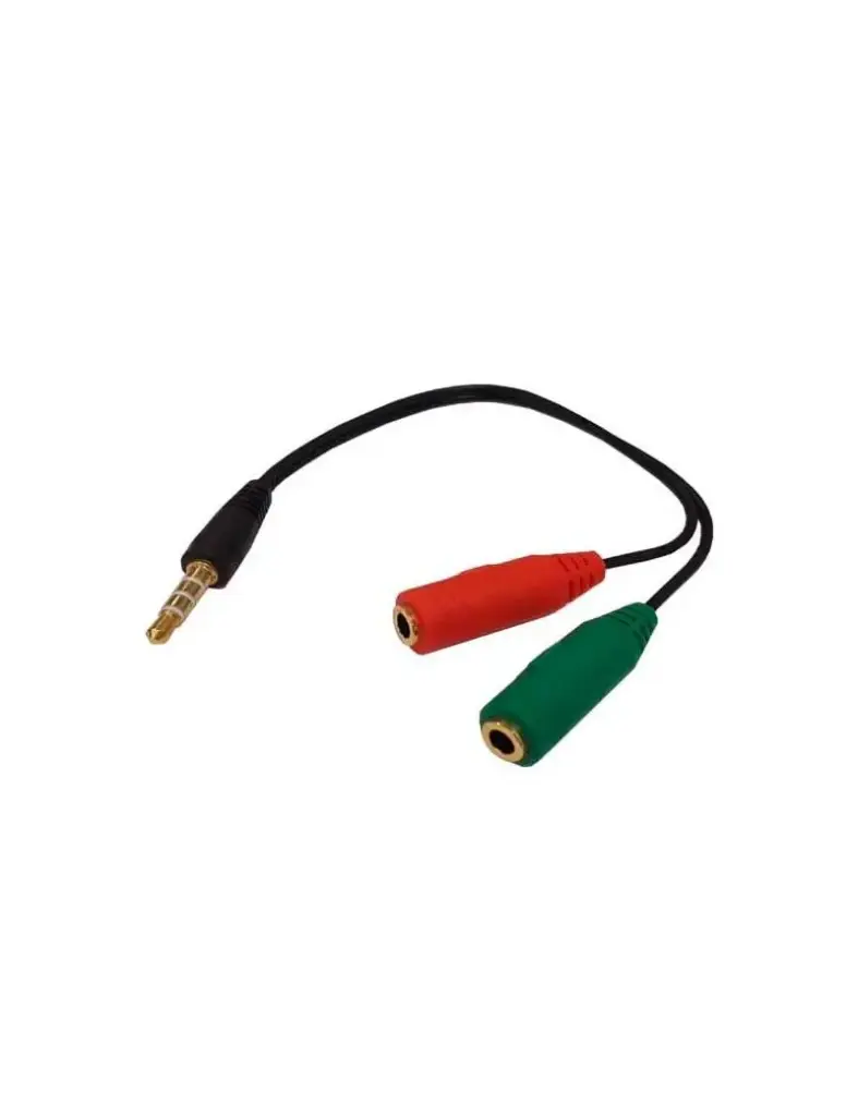 CABLE DE AUDIO 3.5mm MACHO A MICROFONO Y AUDIFONO 0,15mt