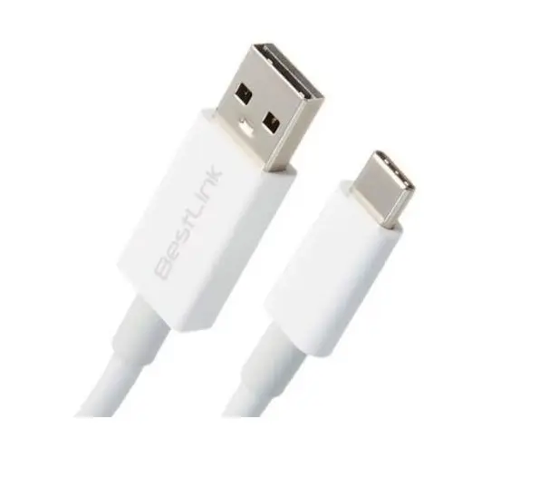 [300419] CABLE DE CARGA USB TIPO C CARGA RAPIDA DE 2.4 A COLOR BLANCO 1mt