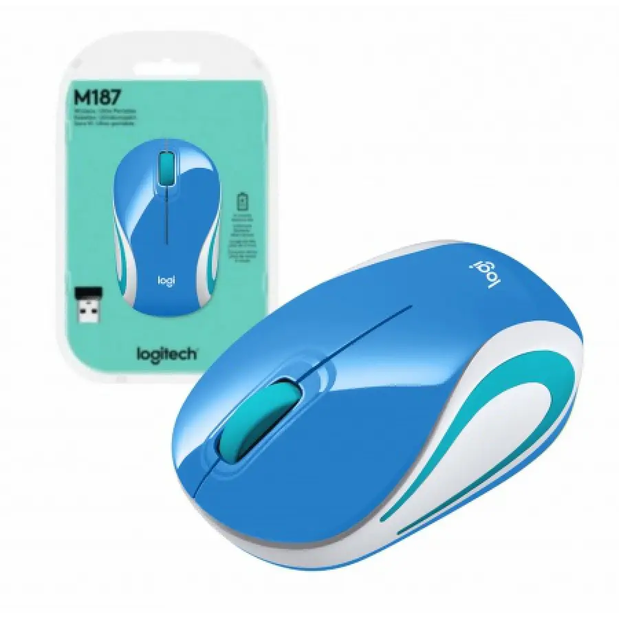 MOUSE MINI LOGITECH INALAM M187 REFRESH AZUL