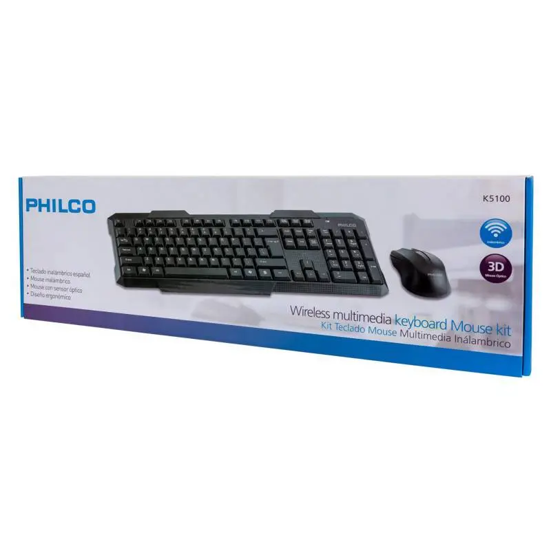 KIT TECLADO Y MOUSE INALAMBRICO PHILCO K5100