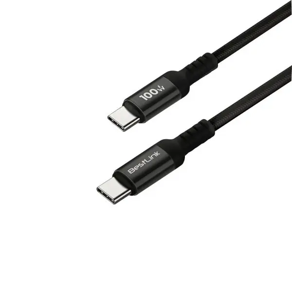 Cable de carga USB tipoC-C, carga rápida de 100W, material resistente y antinudo, color negro