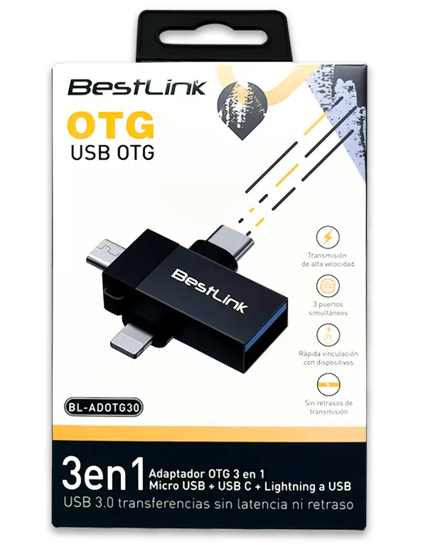 ADAPTADOR OTG 3 EN 1, MICROUSB+USBC+LIGHTNING A USB HEMBRA BL-ADOTG30