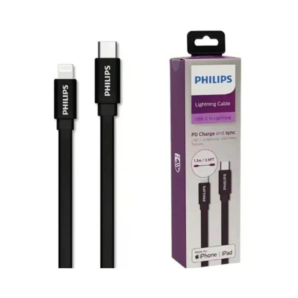 [6951613981979] DLC2508CB CABLE IPHONE 1.2MTS GOMA PLANO NEGRO