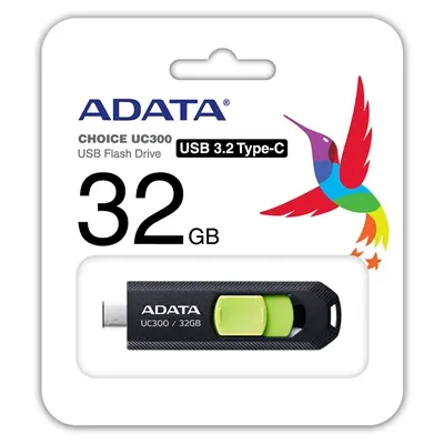 ADATA PENDRIVE 32GB TIPO USB-C NEGRO CON VERDE 3.2