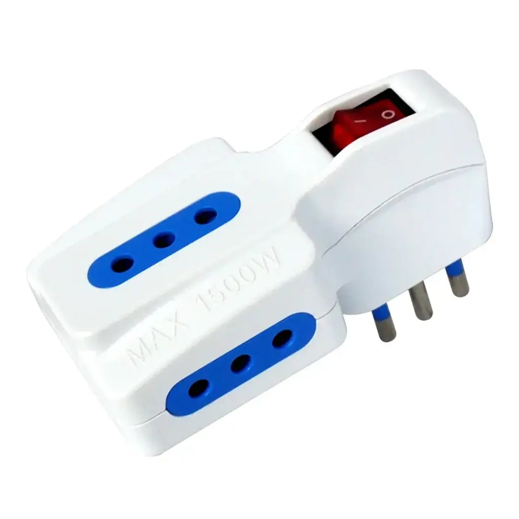 [ME-1059] ADAPTADOR ENCHUFE 10A, 3 SOCKET 10A, SWITCH 