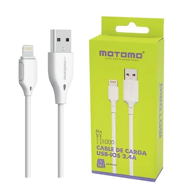 CABLE MOTOMO IPHONE MAX 2.4A BLANCO 1 MT