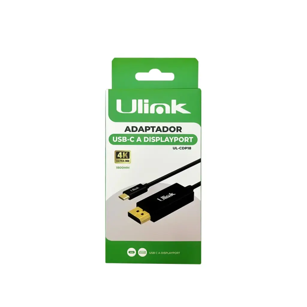 Cable USB C a Display port 4K60Hz con cable 1,8mts / UL-CDP18